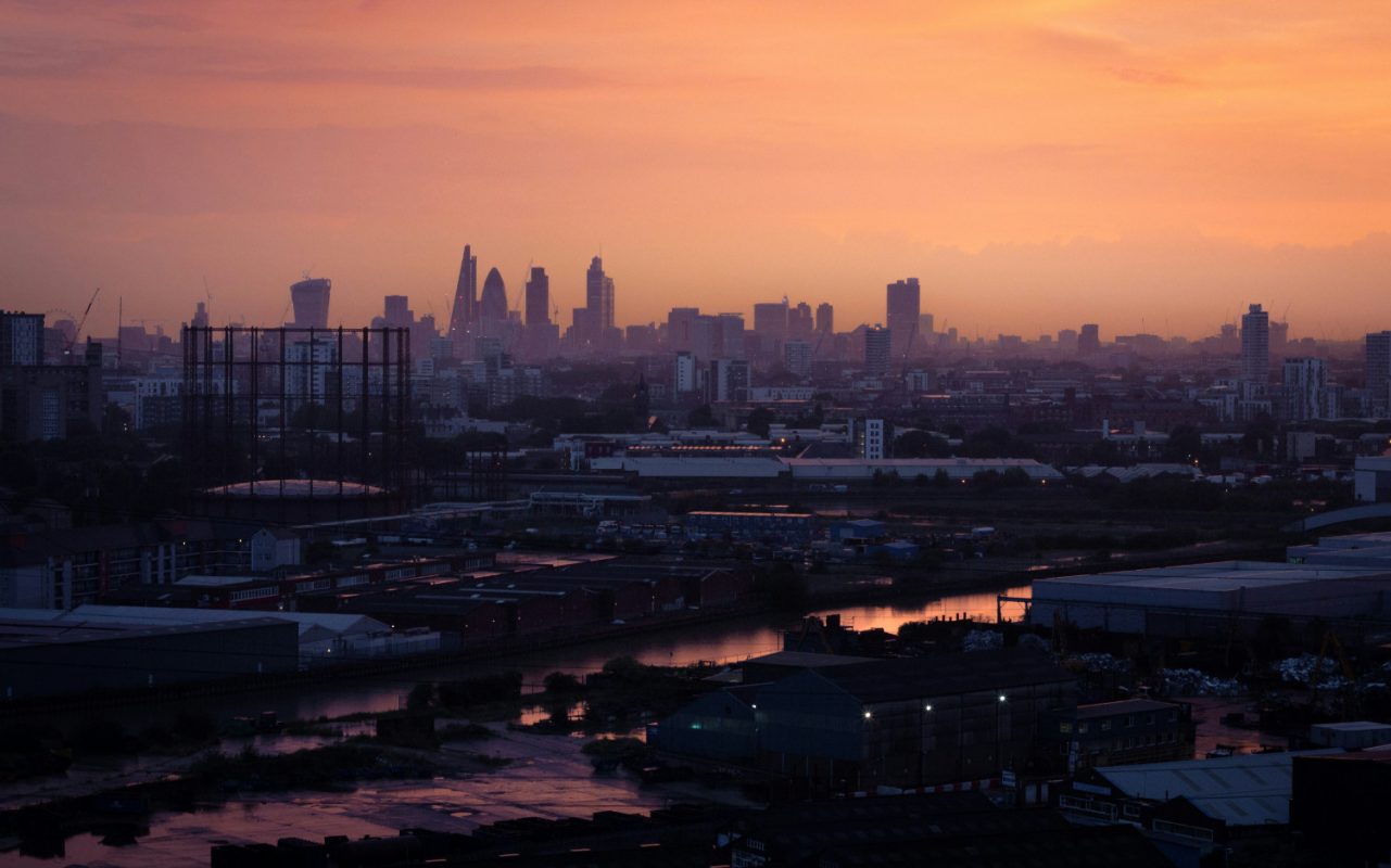 London skyline at sunset